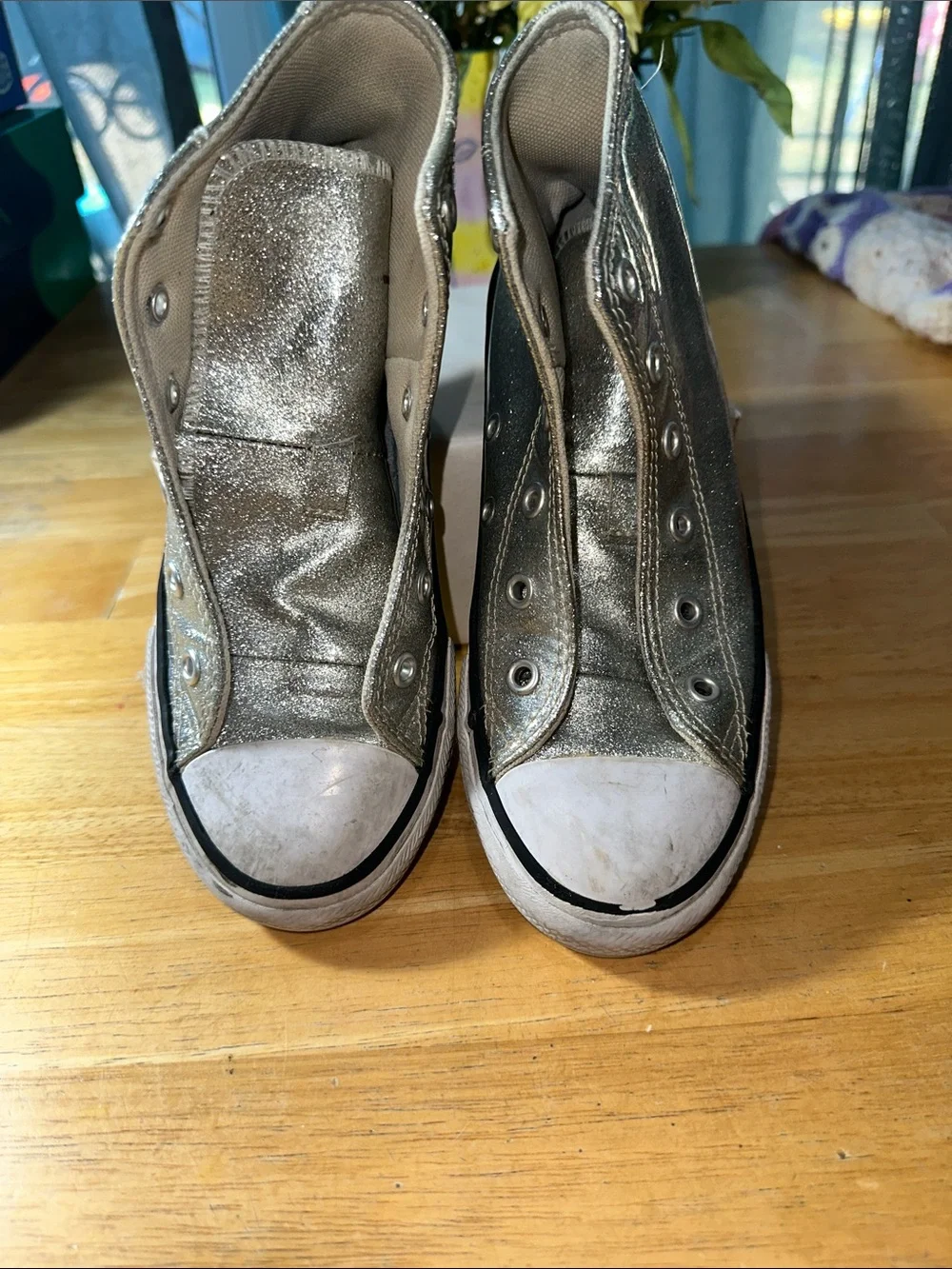 Converse shimmery silver
